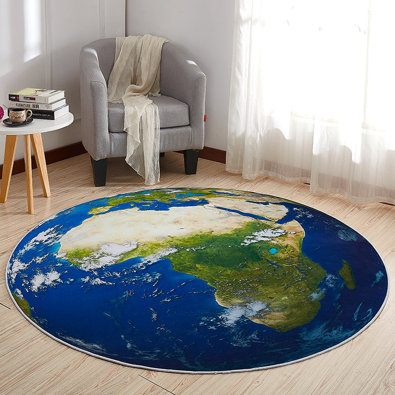 Lisslune | Creative Boys Bedroom Rug Multi Colors Optical Illusion Rug Polypropylene Non-slip Pet-friendly Washable Rug