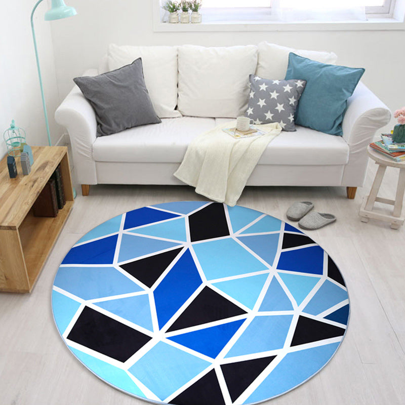 Lisslune | Creative Boys Bedroom Rug Multi Colors Optical Illusion Rug Polypropylene Non-slip Pet-friendly Washable Rug