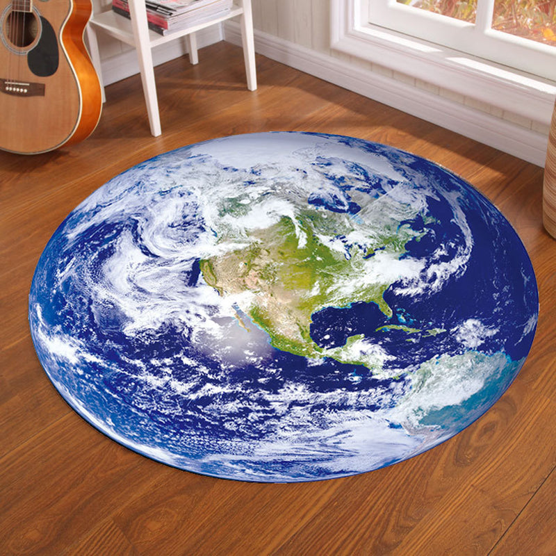 Lisslune | Multicolor Visual Deception Area Rug Polyester Novelty Carpet Washable Non-Slip Pet Friendly Carpet for Boys Room