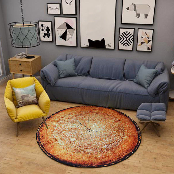 Lisslune | Nordic Tree Annual Rings Rug Multi-Colored Polyester Carpet Non-Slip Stain Resistant Pet Friendly Rug for Seating Area