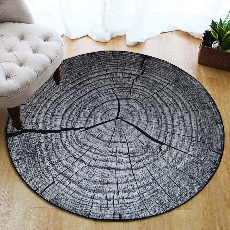 Lisslune | Nordic Tree Annual Rings Rug Multi-Colored Polyester Carpet Non-Slip Stain Resistant Pet Friendly Rug for Seating Area
