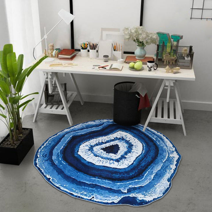 Lisslune | Nordic Tree Annual Rings Rug Multi-Colored Polyester Carpet Non-Slip Stain Resistant Pet Friendly Rug for Seating Area