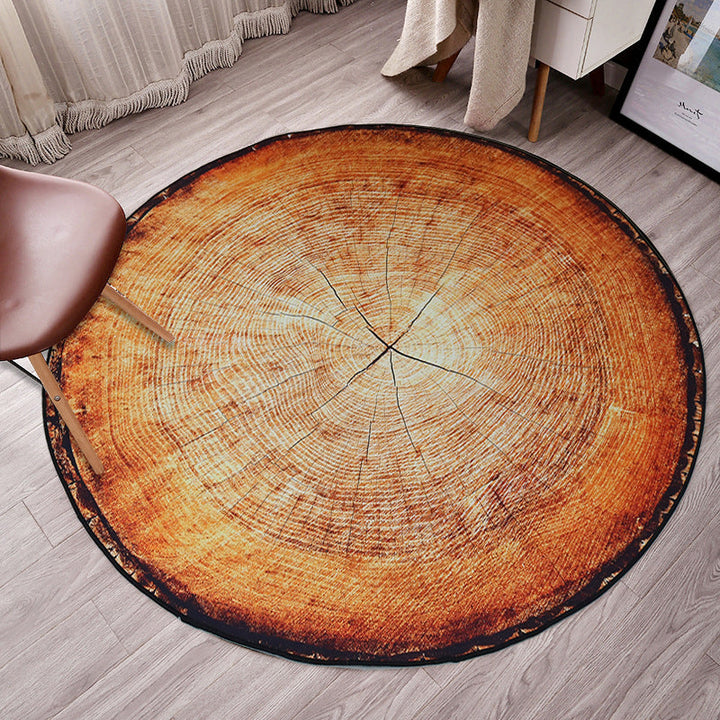 Lisslune | Nordic Tree Annual Rings Rug Multi-Colored Polyester Carpet Non-Slip Stain Resistant Pet Friendly Rug for Seating Area