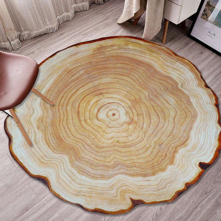 Lisslune | Nordic Tree Annual Rings Rug Multi-Colored Polyester Carpet Non-Slip Stain Resistant Pet Friendly Rug for Seating Area