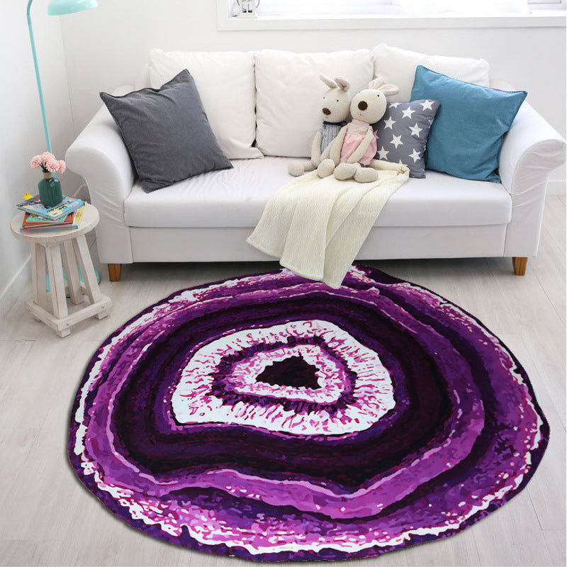 Lisslune | Nordic Tree Annual Rings Rug Multi-Colored Polyester Carpet Non-Slip Stain Resistant Pet Friendly Rug for Seating Area