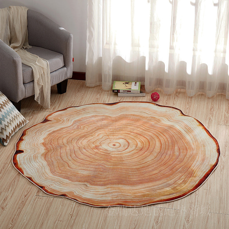 Lisslune | Multicolor 3D Tree Rings Carpet Polypropylene Contemporary Carpet Washable Non-Slip Back Animal-Friendly Carpet for Living Room