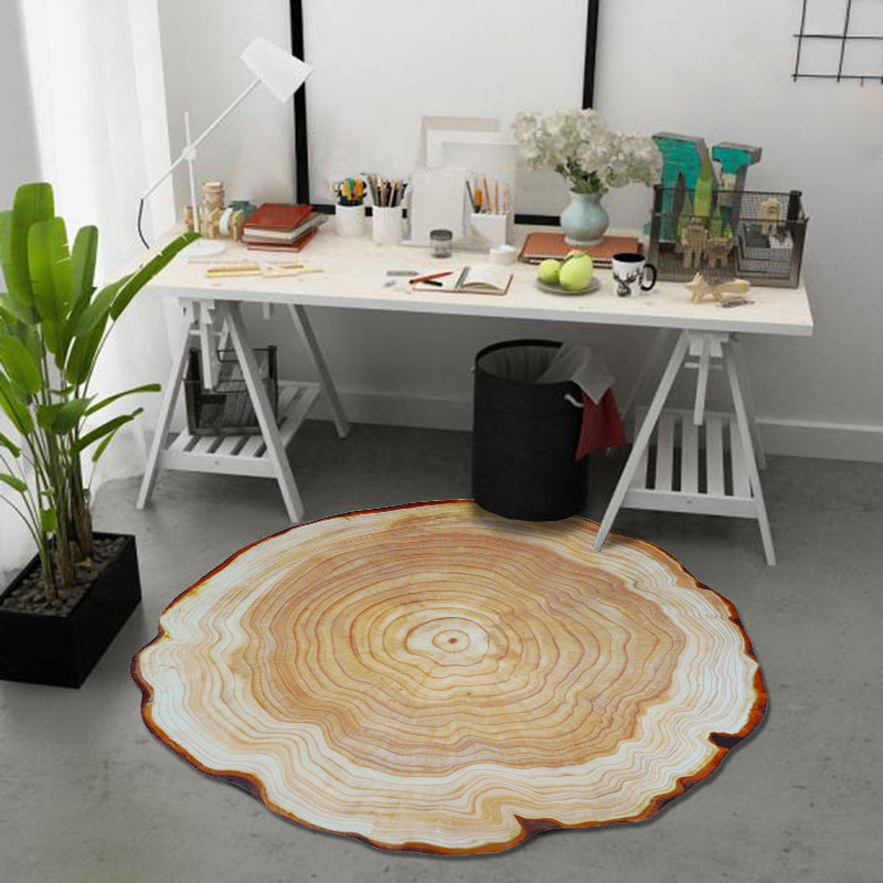 Lisslune | Multicolor 3D Tree Rings Carpet Polypropylene Contemporary Carpet Washable Non-Slip Back Animal-Friendly Carpet for Living Room