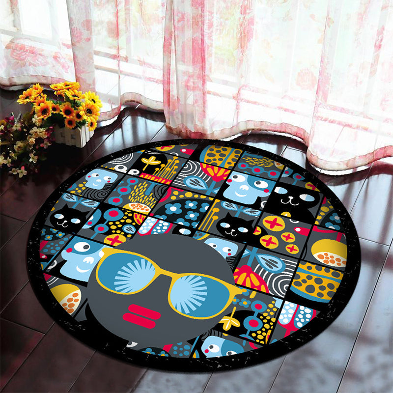 Lisslune | Unique 3D Cartoon Rug Multi Color Novelty Rug Polypropylene Non-Slip Back Stain Resistant Washable Rug for Bedroom