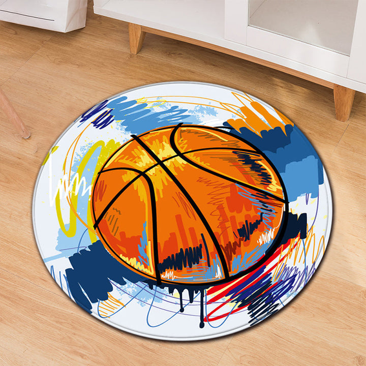 Lisslune | Creative Sports Ball Print Carpet Multi-color Modern Carpet Polyester Stain Resistant Non-slip Back Machine Washable Rug for Boys Room