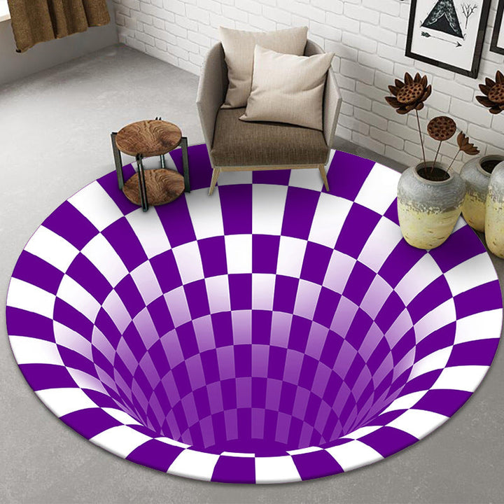 Lisslune | Funny Novelty Rug Multicolor Visual Trick Spiral Trap Rug Non-Slip Washable Pet-Friendly Rug for Room