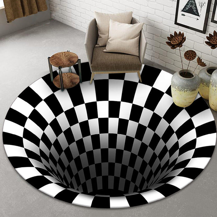 Lisslune | Funny Novelty Rug Multicolor Visual Trick Spiral Trap Rug Non-Slip Washable Pet-Friendly Rug for Room