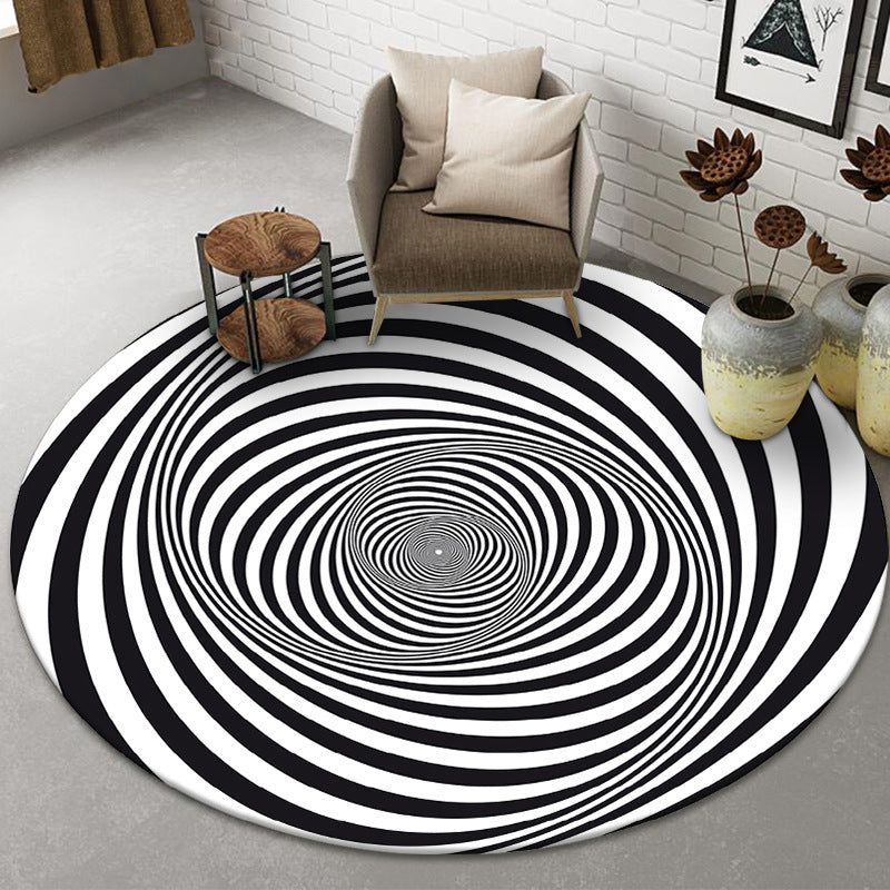Lisslune | Funny Novelty Rug Multicolor Visual Trick Spiral Trap Rug Non-Slip Washable Pet-Friendly Rug for Room
