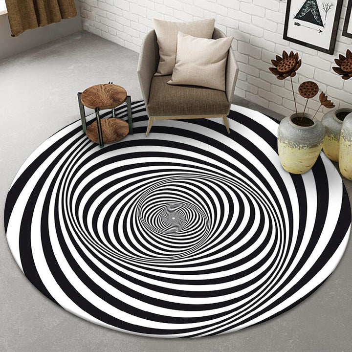 Lisslune | Funny Novelty Rug Multicolor Visual Trick Spiral Trap Rug Non-Slip Washable Pet-Friendly Rug for Room