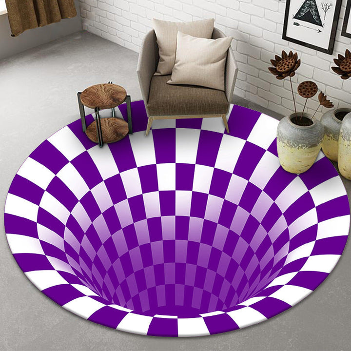 Lisslune | Funny Novelty Rug Multicolor Visual Trick Spiral Trap Rug Non-Slip Washable Pet-Friendly Rug for Room