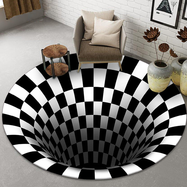 Lisslune | Funny Novelty Rug Multicolor Visual Trick Spiral Trap Rug Non-Slip Washable Pet-Friendly Rug for Room