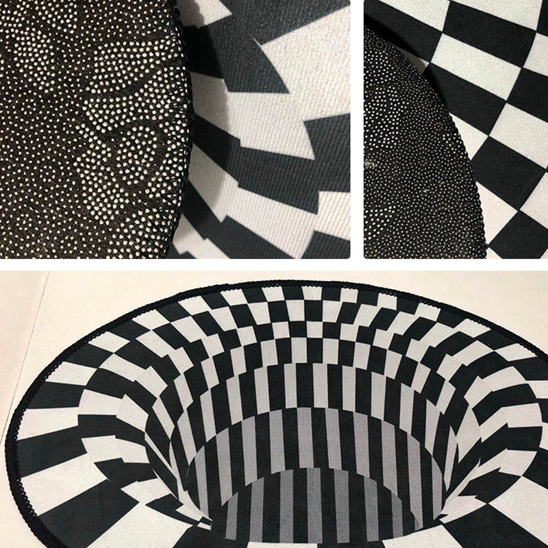 Lisslune | Creepy Hole 3D Illusion Rug Black and White Modern Rug Polypropylene Pet-Friendly Antiskid Dirt-Resistant Rug for Living Room