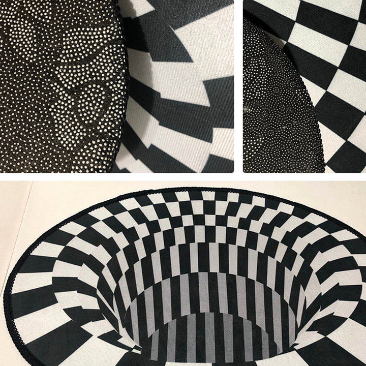 Lisslune | Creepy Hole 3D Illusion Rug Black and White Modern Rug Polypropylene Pet-Friendly Antiskid Dirt-Resistant Rug for Living Room