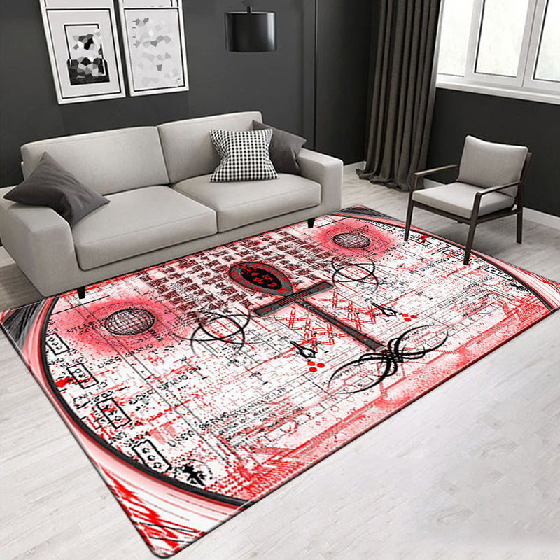 Lisslune | Novelty Living Room Rug Multicolored Tribal Figures Print Rug Synthetic Pet Friendly Non-Slip Back Washable Rug