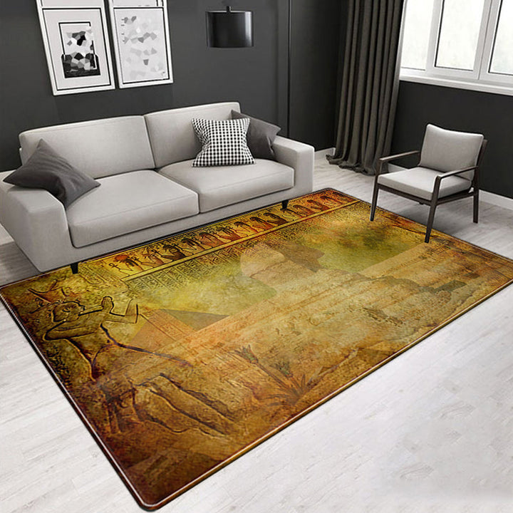 Lisslune | Novelty Living Room Rug Multicolored Tribal Figures Print Rug Synthetic Pet Friendly Non-Slip Back Washable Rug