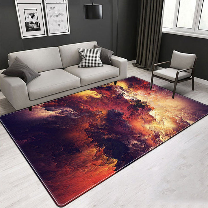 Lisslune | Novelty Living Room Rug Multicolored Tribal Figures Print Rug Synthetic Pet Friendly Non-Slip Back Washable Rug