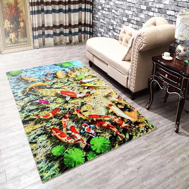 Lisslune | Amazing Multicolor Natural Landscape Carpet Polyester Modern Carpet Stain Resistant Washable Non-Slip Back Carpet for Family Room