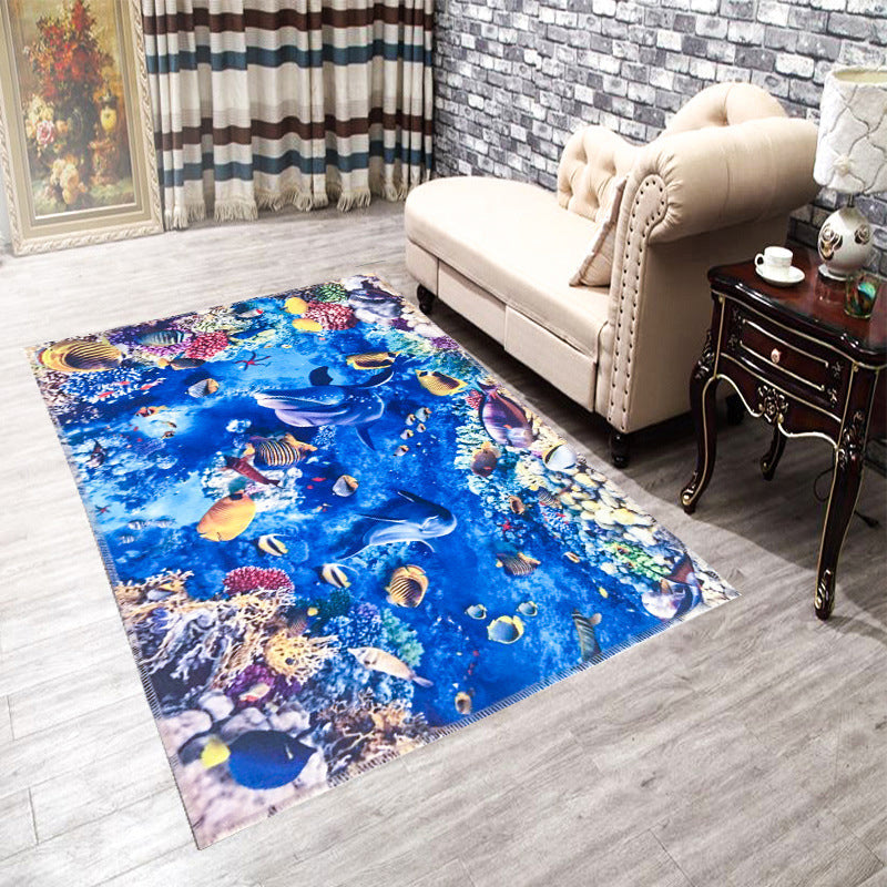 Lisslune | Amazing Multicolor Natural Landscape Carpet Polyester Modern Carpet Stain Resistant Washable Non-Slip Back Carpet for Family Room
