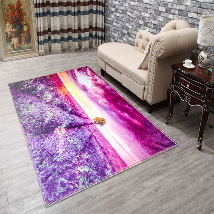 Lisslune | Amazing Multicolor Natural Landscape Carpet Polyester Modern Carpet Stain Resistant Washable Non-Slip Back Carpet for Family Room