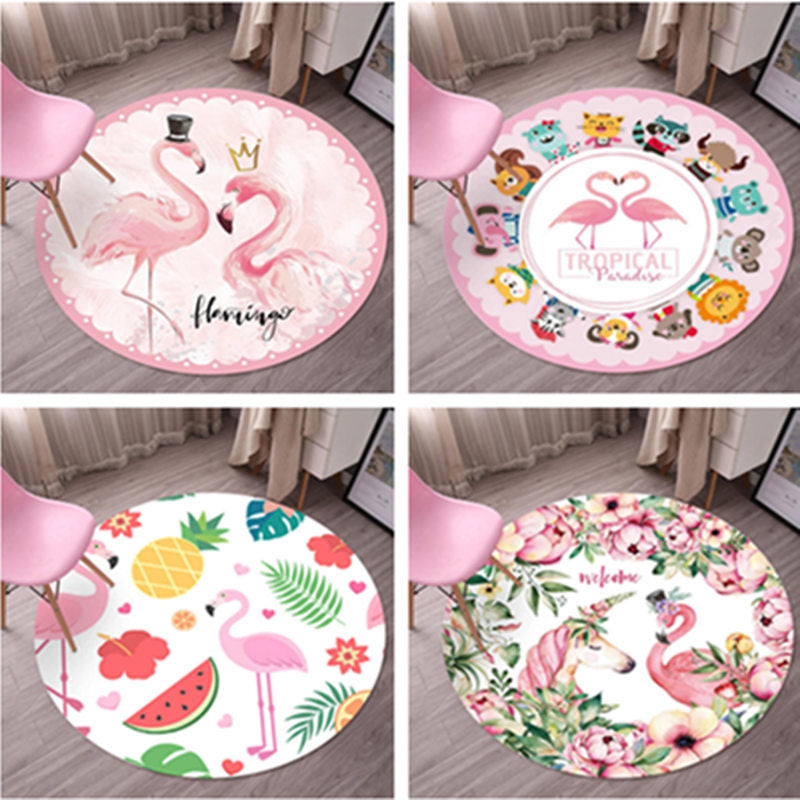 Lisslune | Tropical Flamingo Rug Multicolor Synthetic Rug Washable Non-Slip Backing Pet Friendly Rug for Living Room
