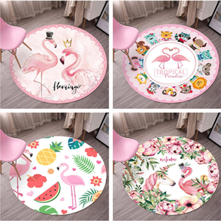 Lisslune | Tropical Flamingo Rug Multicolor Synthetic Rug Washable Non-Slip Backing Pet Friendly Rug for Living Room