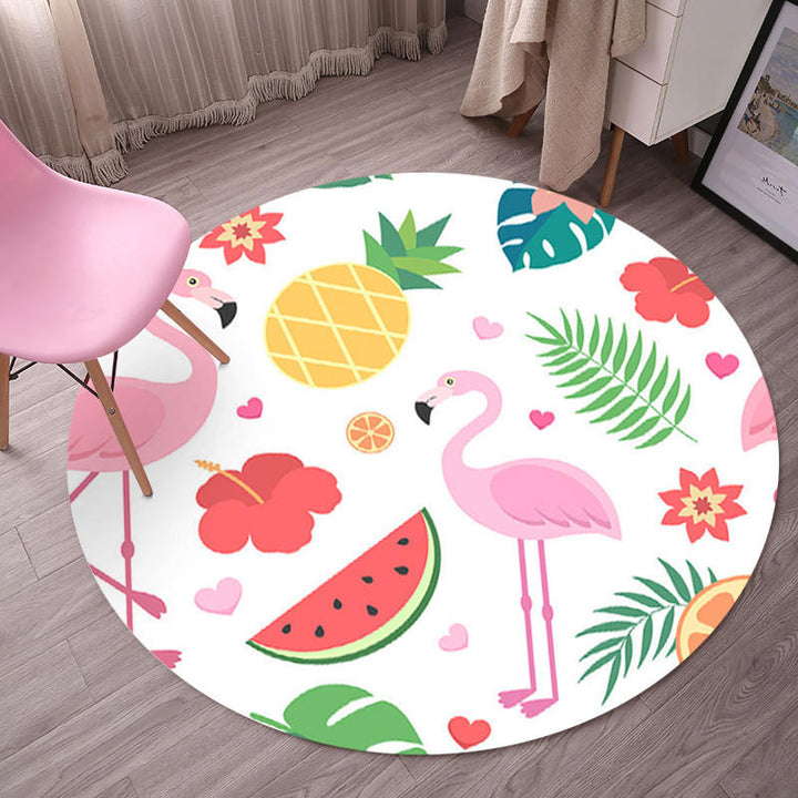 Lisslune | Tropical Flamingo Rug Multicolor Synthetic Rug Washable Non-Slip Backing Pet Friendly Rug for Living Room