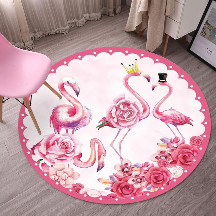 Lisslune | Tropical Flamingo Rug Multicolor Synthetic Rug Washable Non-Slip Backing Pet Friendly Rug for Living Room
