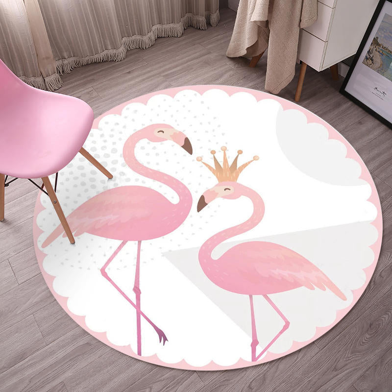 Lisslune | Tropical Flamingo Rug Multicolor Synthetic Rug Washable Non-Slip Backing Pet Friendly Rug for Living Room
