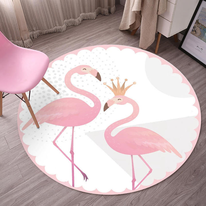 Lisslune | Tropical Flamingo Rug Multicolor Synthetic Rug Washable Non-Slip Backing Pet Friendly Rug for Living Room
