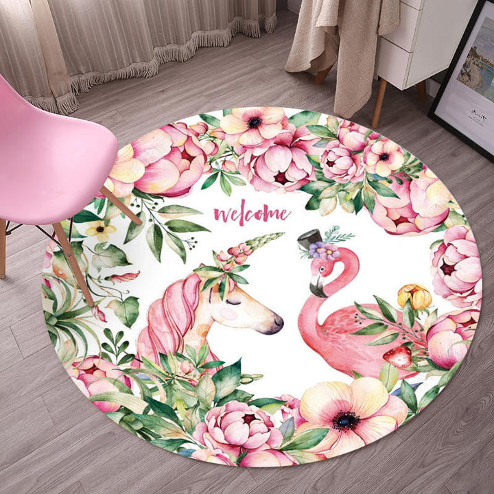 Lisslune | Tropical Flamingo Rug Multicolor Synthetic Rug Washable Non-Slip Backing Pet Friendly Rug for Living Room