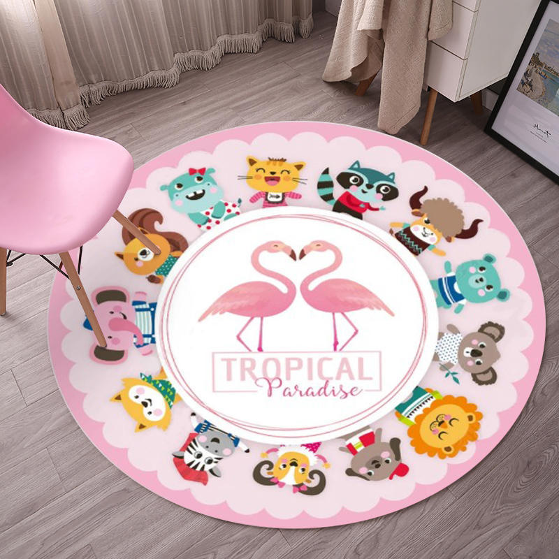 Lisslune | Tropical Flamingo Rug Multicolor Synthetic Rug Washable Non-Slip Backing Pet Friendly Rug for Living Room
