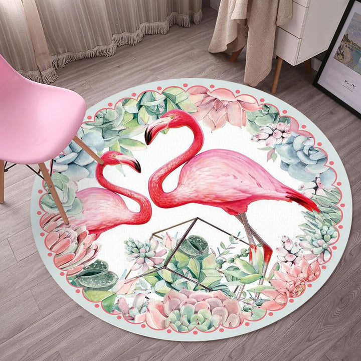 Lisslune | Tropical Flamingo Rug Multicolor Synthetic Rug Washable Non-Slip Backing Pet Friendly Rug for Living Room