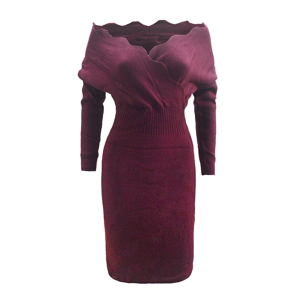 Women's knit dress with off-the-shoulder design and fitted cut Lisslune