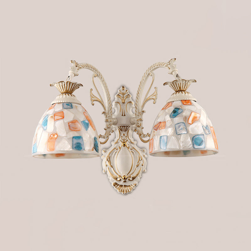 Lisslune | White Wall Lamp Traditional Tiffany Glass Bell Shade Wall Light for Hallway