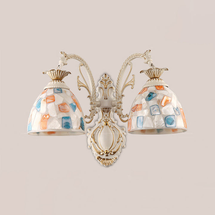 Lisslune | White Wall Lamp Traditional Tiffany Glass Bell Shade Wall Light for Hallway