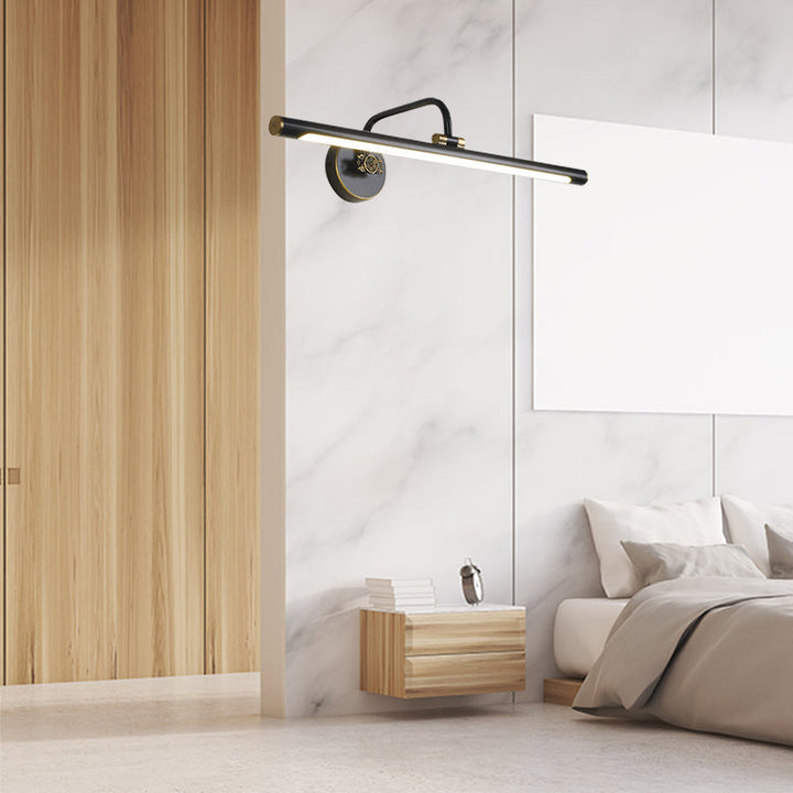 Skørter | Black/Antique Brass LED Wall Light Traditional Metal Linear Make-Up Lighting in White/Warm/Natural Light, 14"/18"/23" B