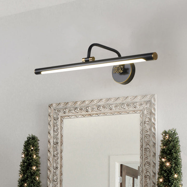 Skørter | Black/Antique Brass LED Wall Light Traditional Metal Linear Make-Up Lighting in White/Warm/Natural Light, 14"/18"/23" B
