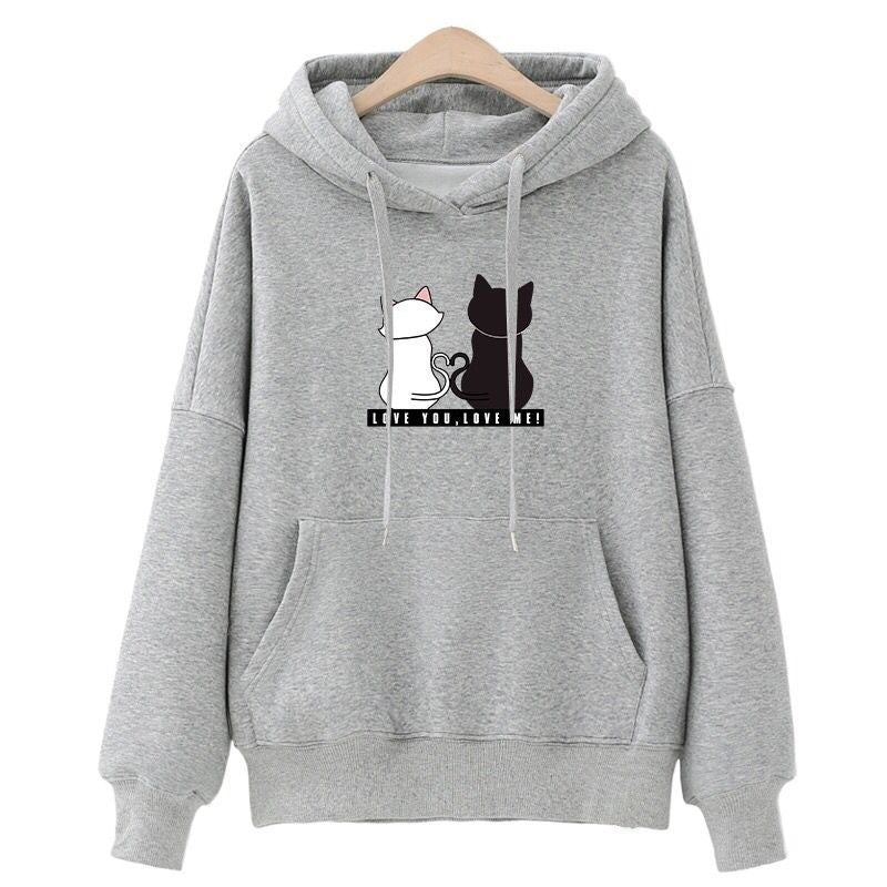 Women's hoodie with cute cat design and casual fit Lisslune