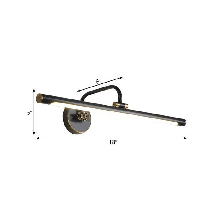 Skørter | Black/Antique Brass LED Wall Light Traditional Metal Linear Make-Up Lighting in White/Warm/Natural Light, 14"/18"/23" B