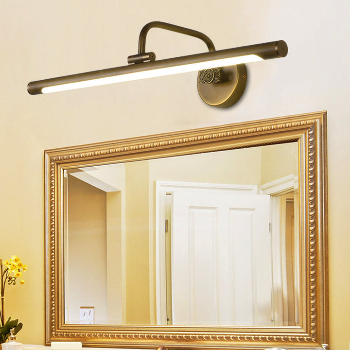 Skørter | Black/Antique Brass LED Wall Light Traditional Metal Linear Make-Up Lighting in White/Warm/Natural Light, 14"/18"/23" B