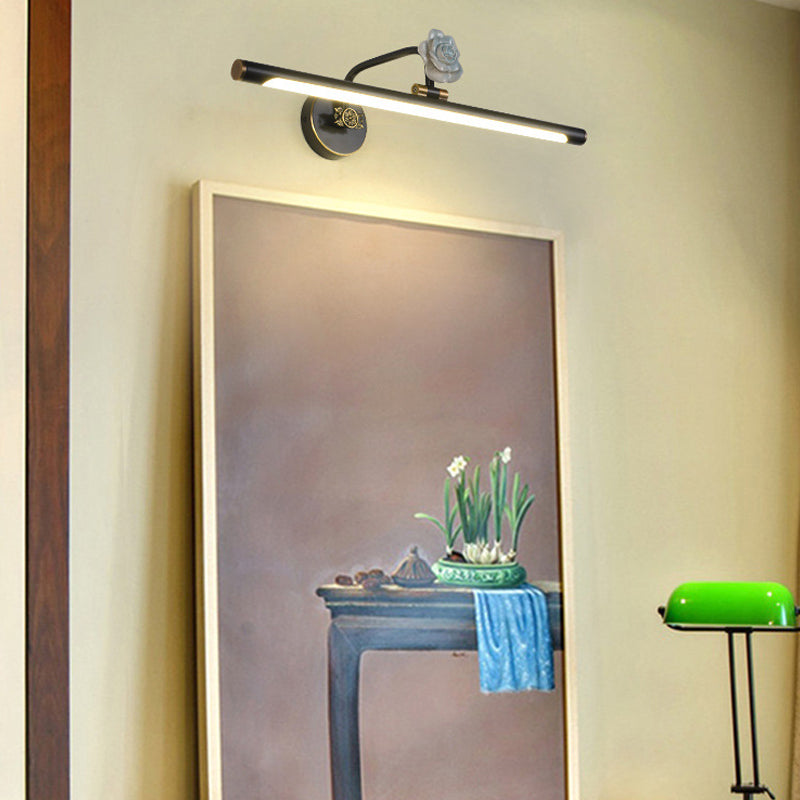 Skørter | Black/Antique Brass Extended Vanity Light Fixture Classic Metal LED 14"/18"/23" W Bathroom Wall Lamp in White/Warm/Natural Light