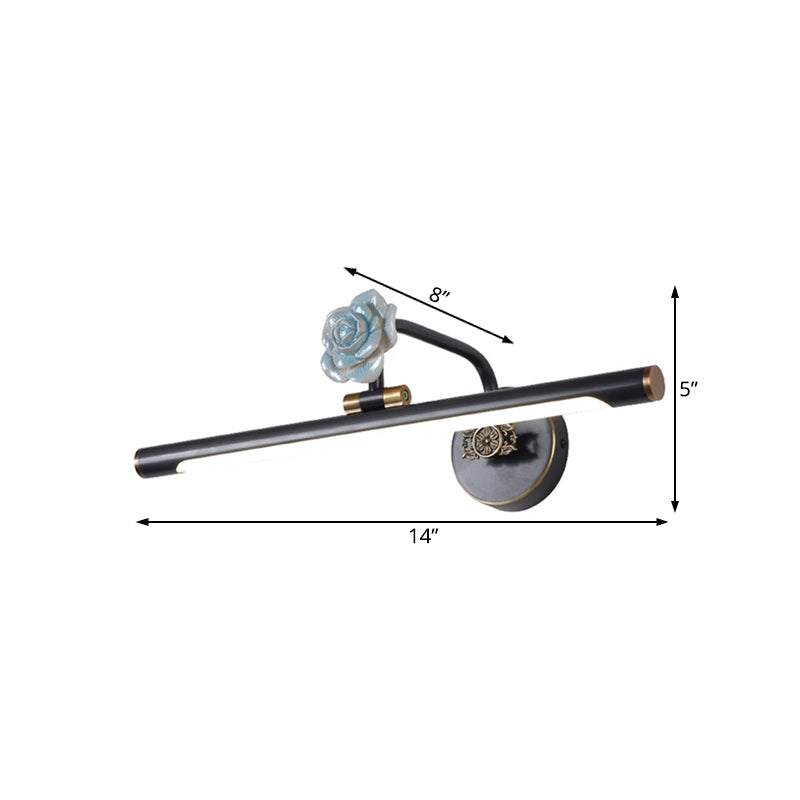Skørter | Black/Antique Brass Extended Vanity Light Fixture Classic Metal LED 14"/18"/23" W Bathroom Wall Lamp in White/Warm/Natural Light
