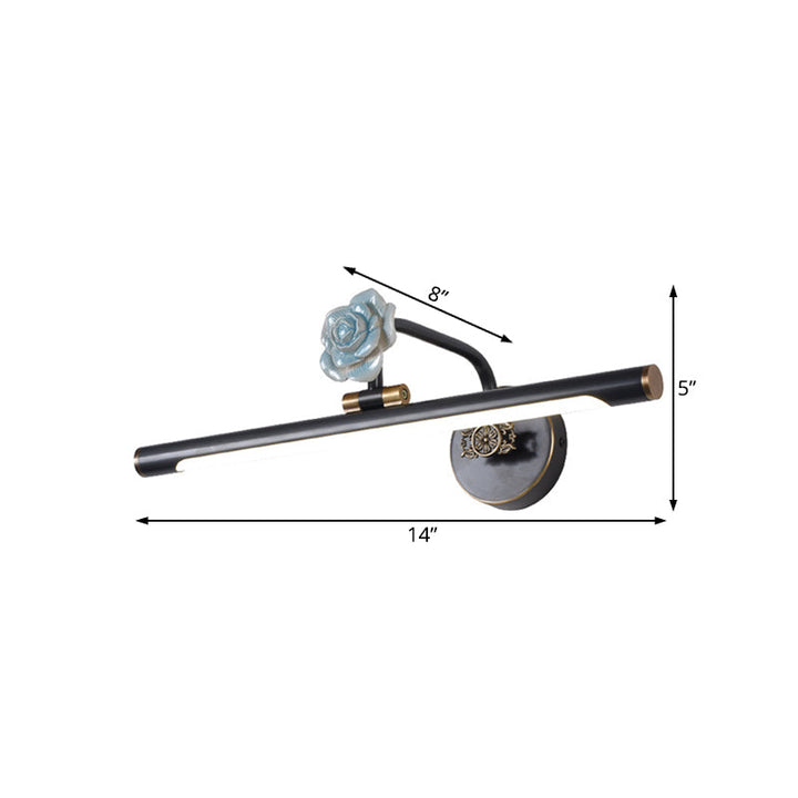 Skørter | Black/Antique Brass Extended Vanity Light Fixture Classic Metal LED 14"/18"/23" W Bathroom Wall Lamp in White/Warm/Natural Light