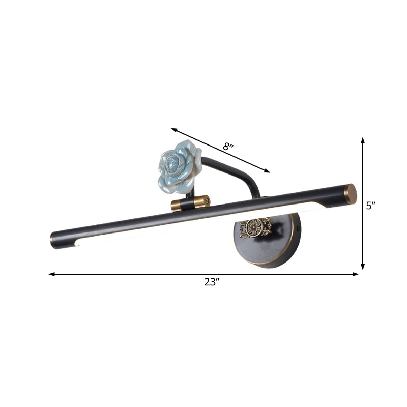 Skørter | Black/Antique Brass Extended Vanity Light Fixture Classic Metal LED 14"/18"/23" W Bathroom Wall Lamp in White/Warm/Natural Light