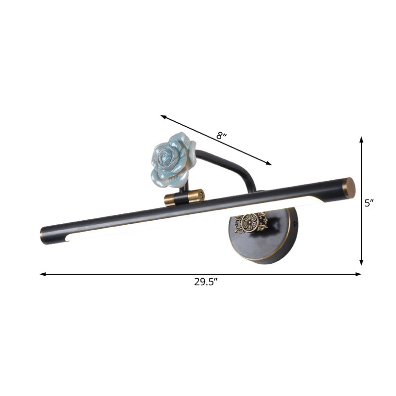 Skørter | Black/Antique Brass Extended Vanity Light Fixture Classic Metal LED 14"/18"/23" W Bathroom Wall Lamp in White/Warm/Natural Light
