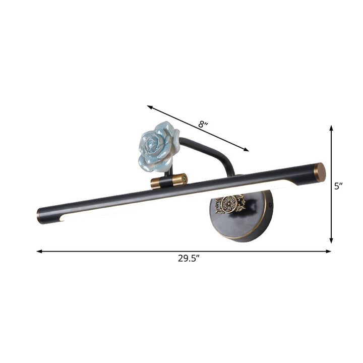 Skørter | Black/Antique Brass Extended Vanity Light Fixture Classic Metal LED 14"/18"/23" W Bathroom Wall Lamp in White/Warm/Natural Light